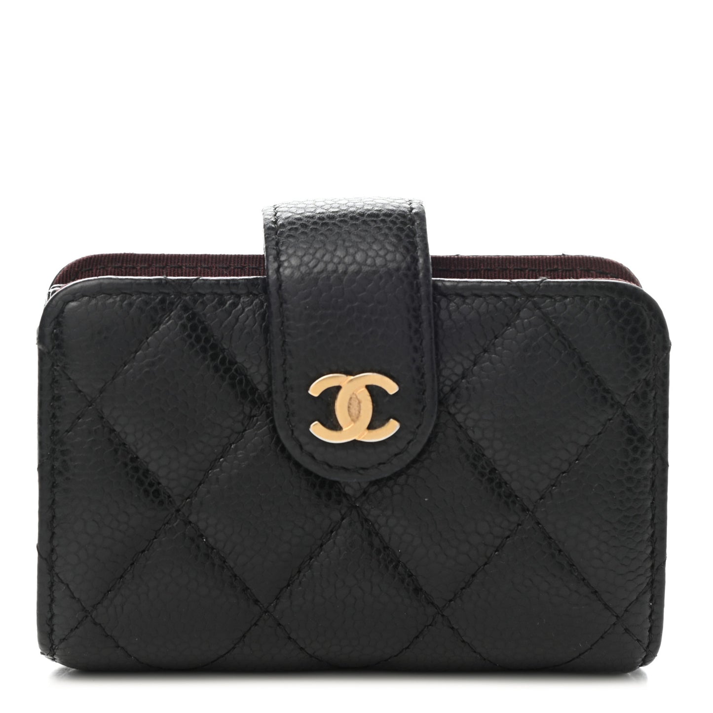 Caviar Quilted Gusseted Card Holder Black