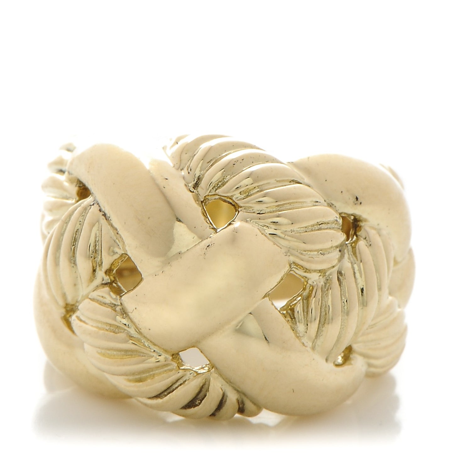 18K Yellow Gold Wide Woven Cable Ring 51.5 6