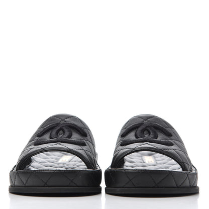 Chanel Lambskin Quilted CC Mules Sandals 37 Black 2 of 11