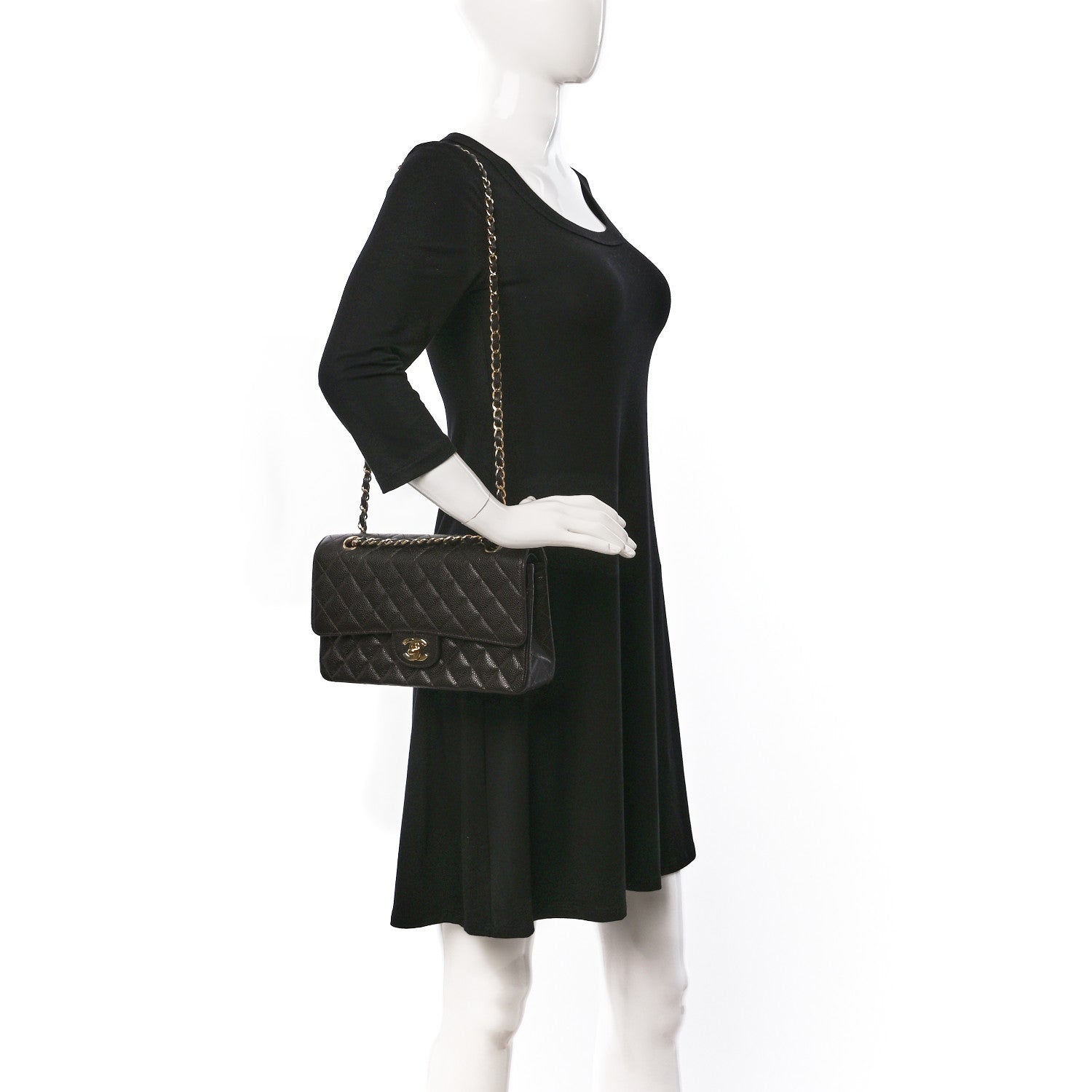 Chanel Caviar Quilted Medium Double Flap Dark Brown 2 of 10