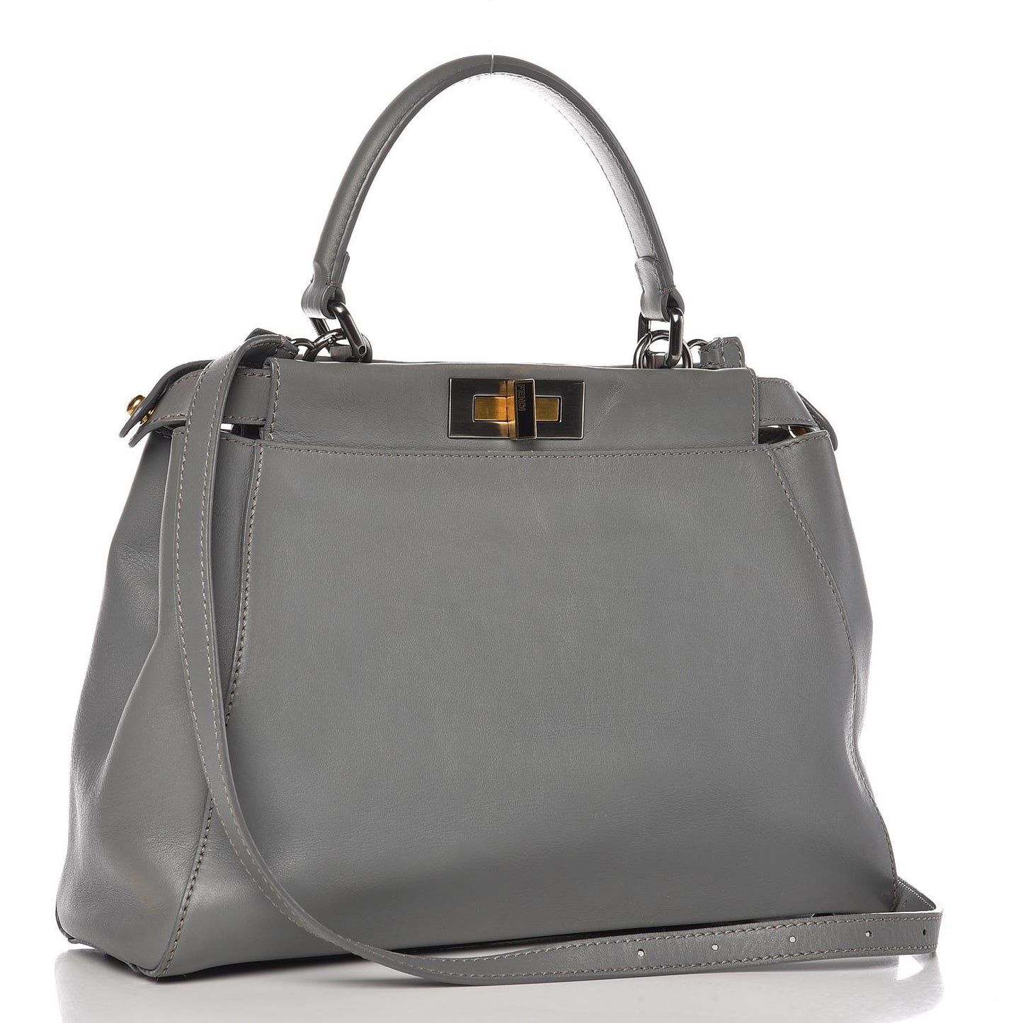 Vitello Suede Medium Peekaboo Iconic Satchel Grigio Chiaro