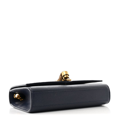 Saint Laurent Grain De Poudre Small Classic Monogram Kate Tassel Satchel Blue Charron 4 of 9