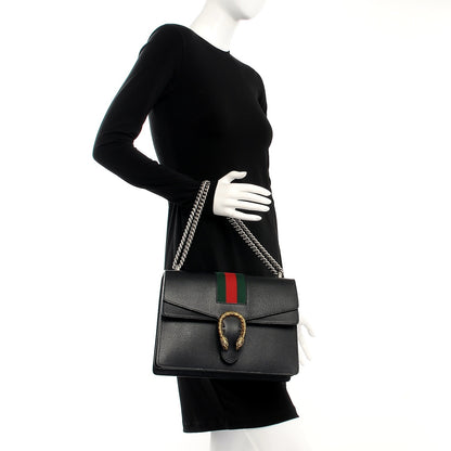 Gucci Calfskin Web Medium Dionysus Shoulder Bag Black 2 of 9