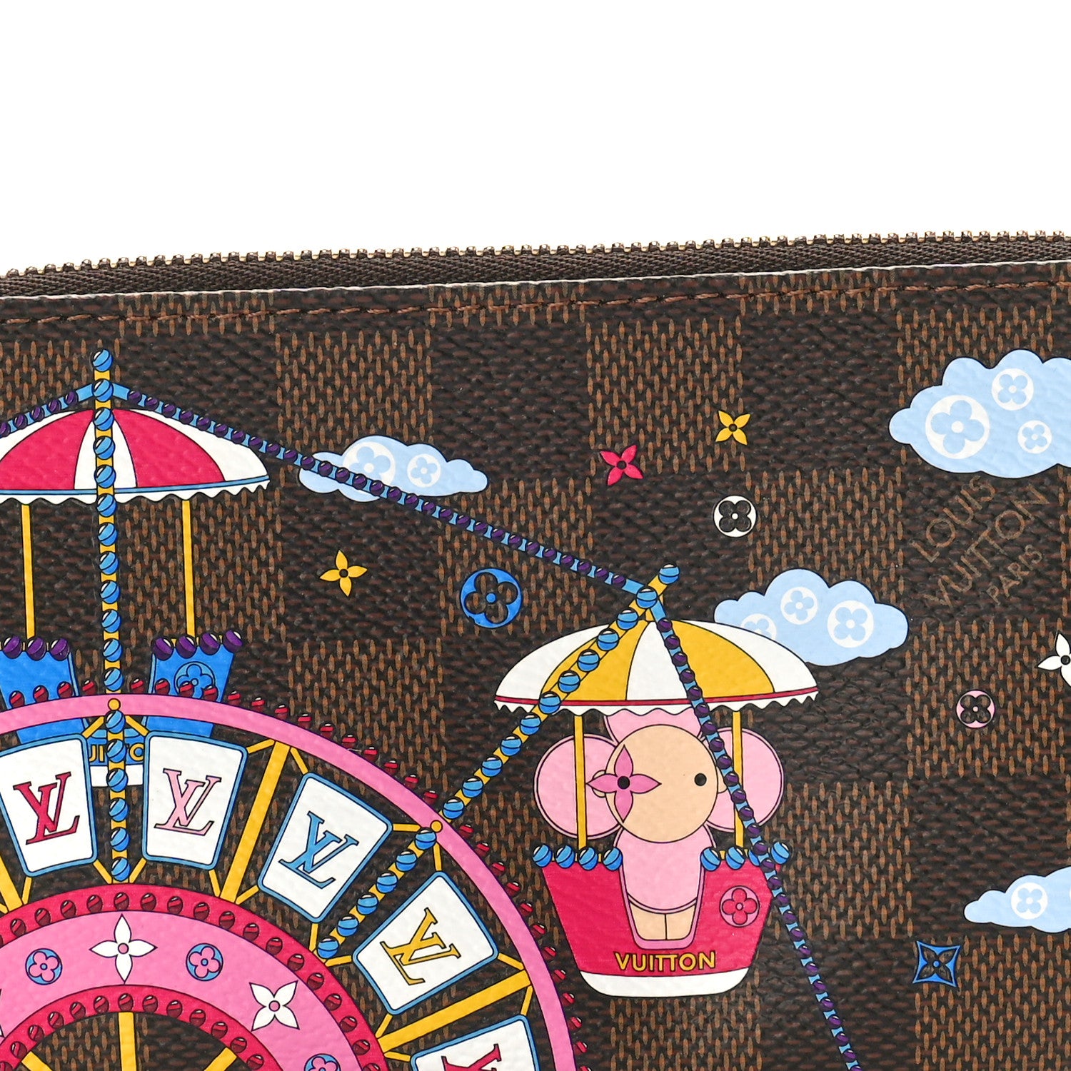 Louis Vuitton Damier Ebene 2020 Christmas Animation Big Wheel Mini Pochette Accessories Rose Ballerine 8 of 10
