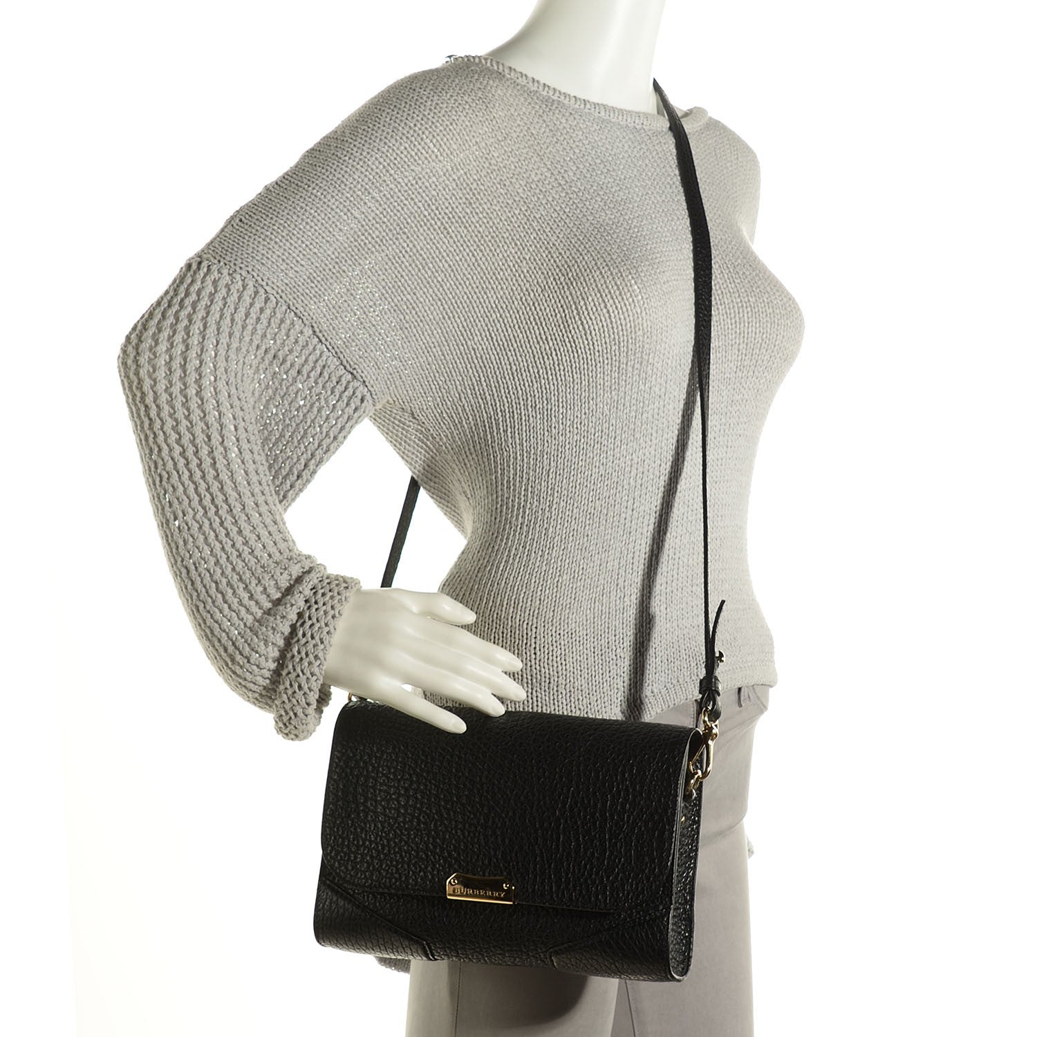 Burberry Grainy Calfskin Heritage Grain Small Crossbody Bag Black 2 of 11