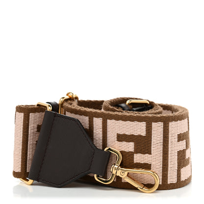 Fendi Ribbon Vitello Century FF 1974 Embroidered Adjustable Strap You Fango Rosa Confetto Chocolate 1 of 5