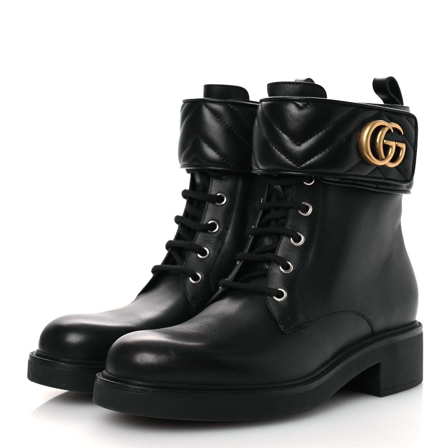 Flores Calfskin Nappa Matelasse GG 40mm Ankle Boots 39.5 Black
