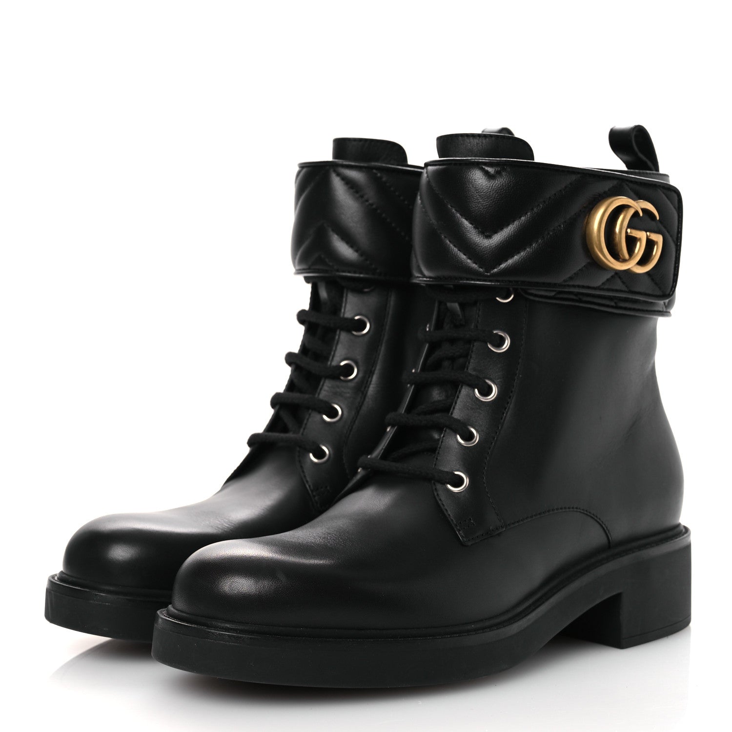 Gucci Flores Calfskin Nappa Matelasse GG 40mm Ankle Boots 39.5 Black 4 of 10