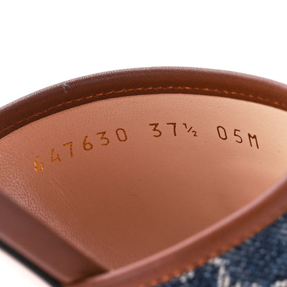 Gucci New Denim GG Monogram Miro Soft Calfskin Jolie Slide Sandals 37.5 Blue Tea Cuir Epilog 8 of 9