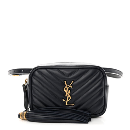 Saint Laurent Calfskin Matelasse Monogram Lou Belt Bag Deep Marine 1 of 11