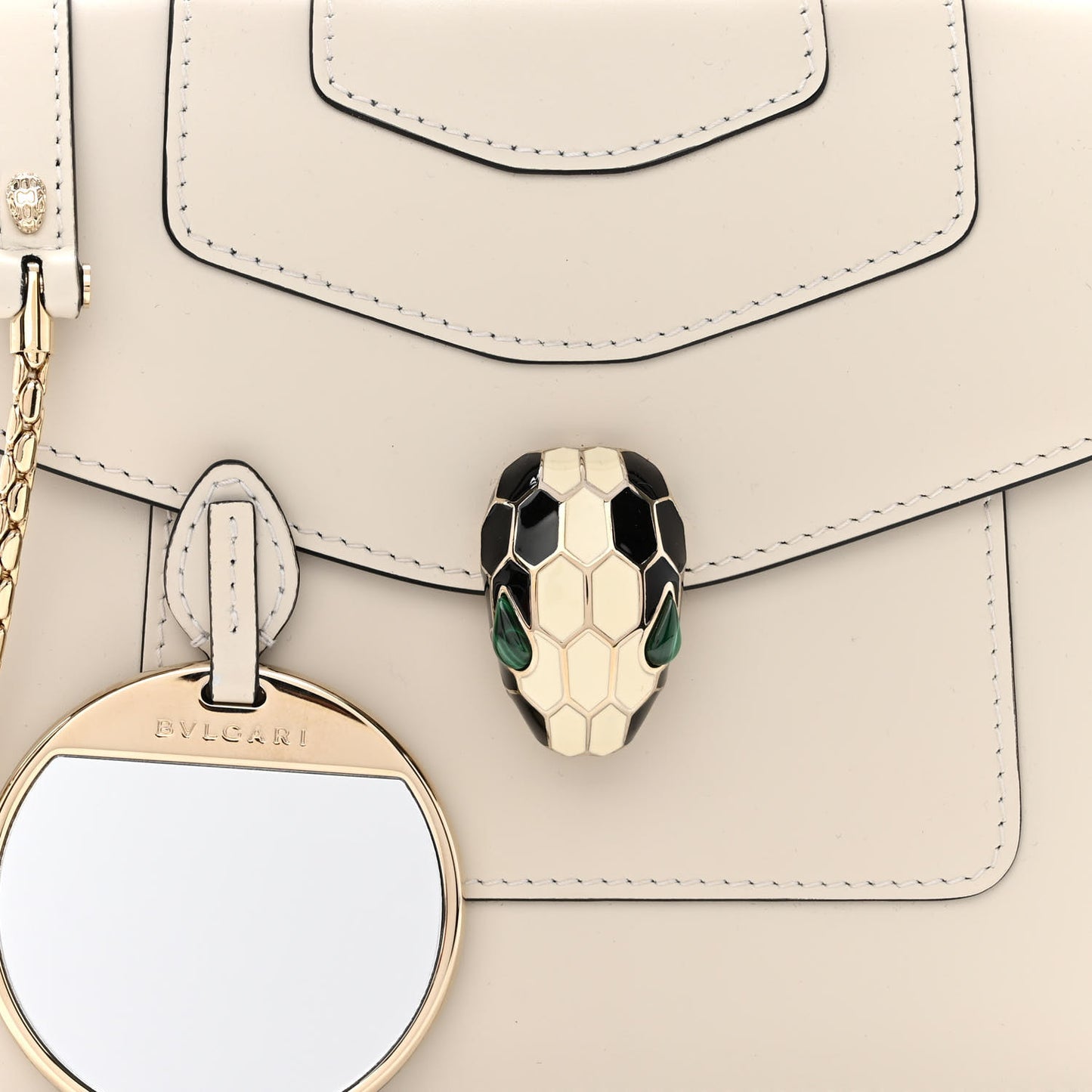 Calfskin Serpenti Forever Top Handle White