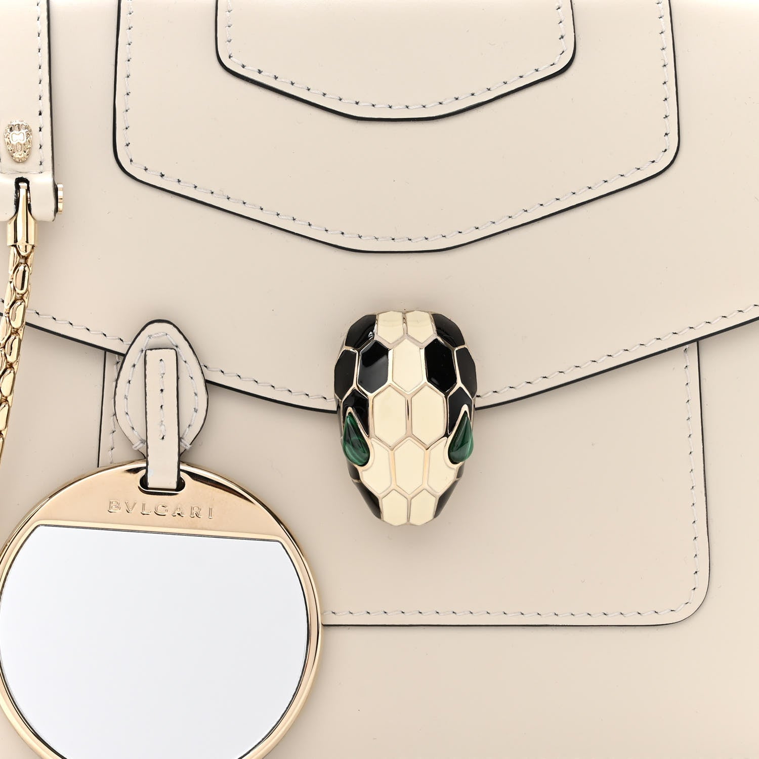 Bulgari Calfskin Serpenti Forever Top Handle White 7 of 9