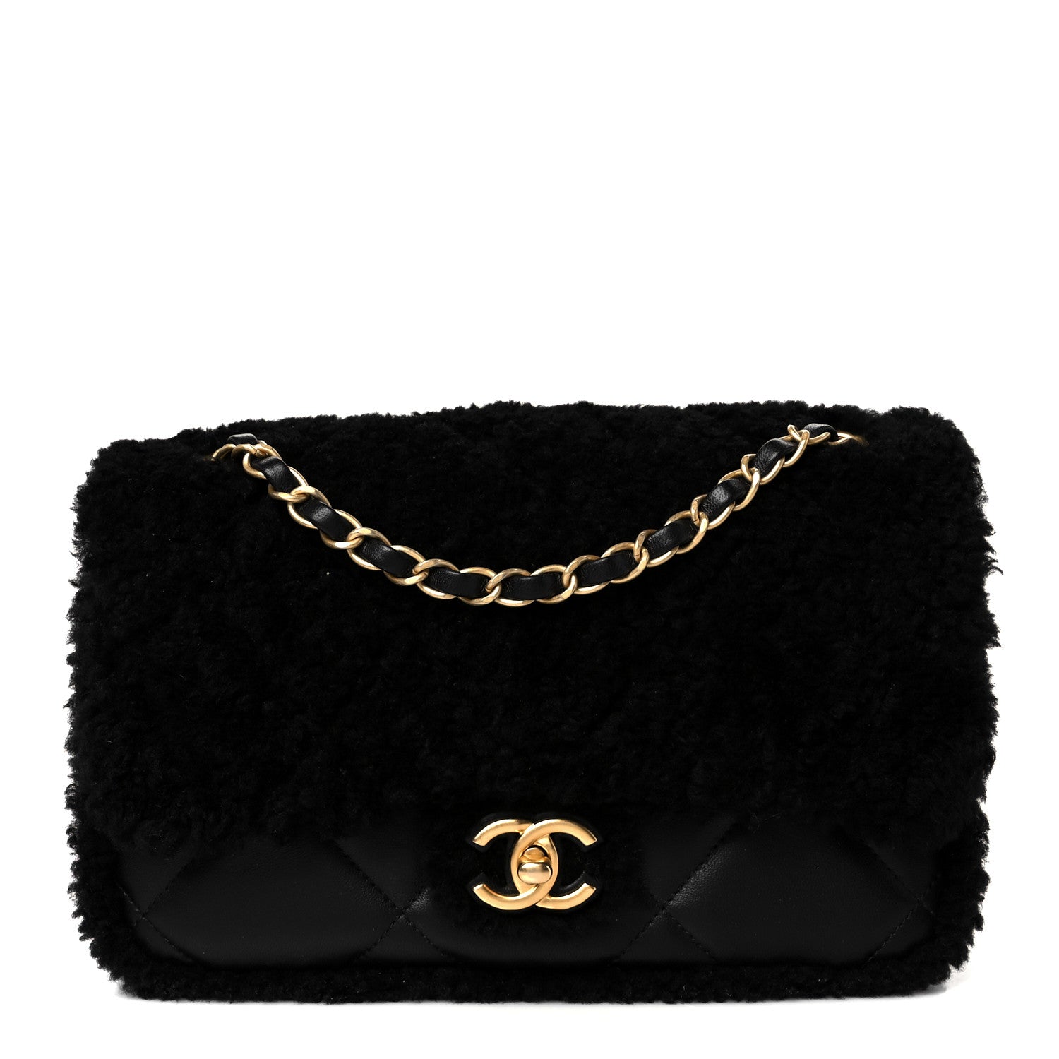 Chanel Shearling Lambskin Quilted Furry Coco Flap Black 1 of 11