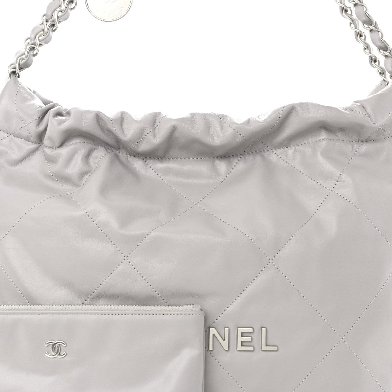 Chanel Shiny Calfskin Quilted Small Chanel 22 Grey 8 of 14