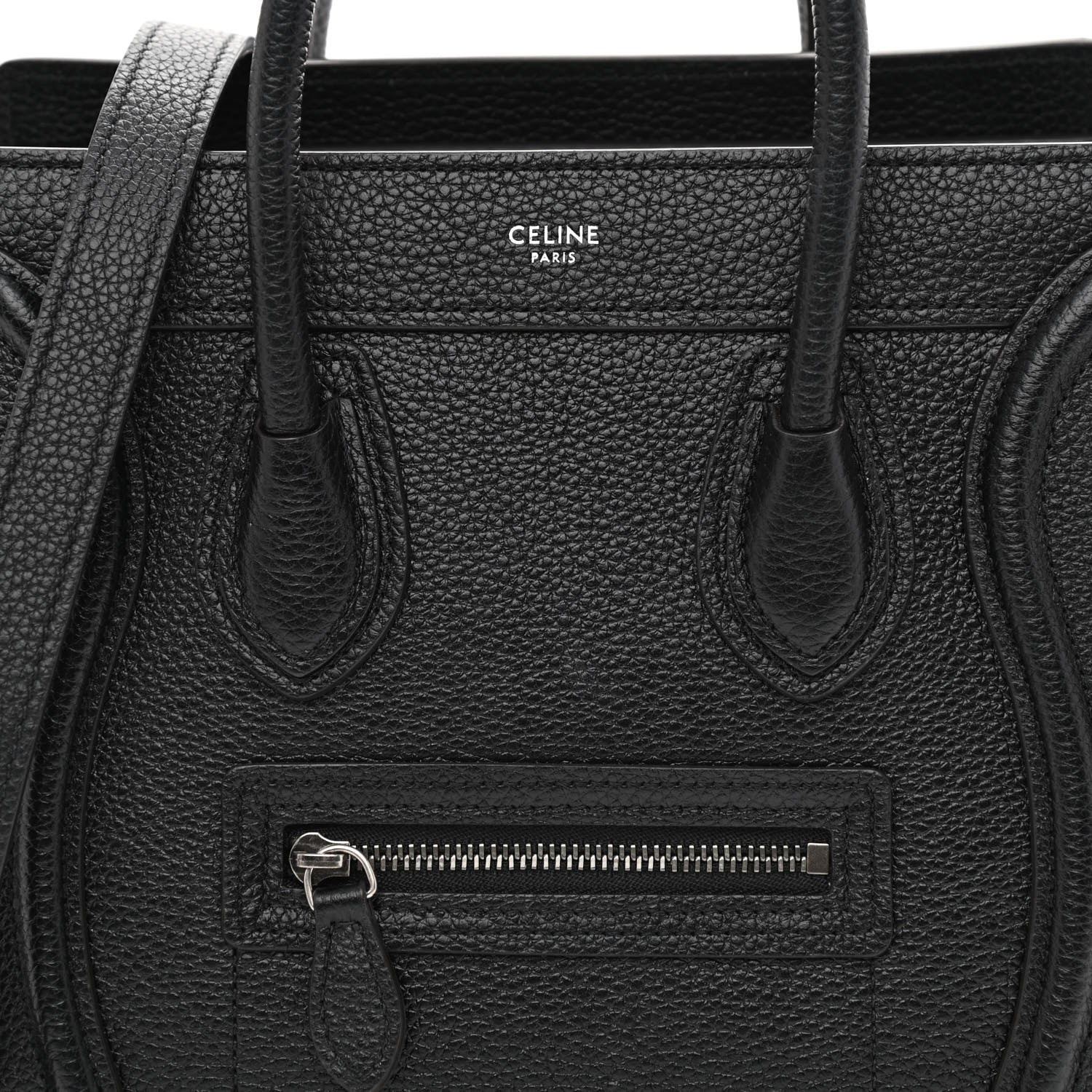Celine Drummed Calfskin Nano Luggage Black 9 of 11