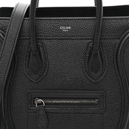 Celine Drummed Calfskin Nano Luggage Black 9 of 11