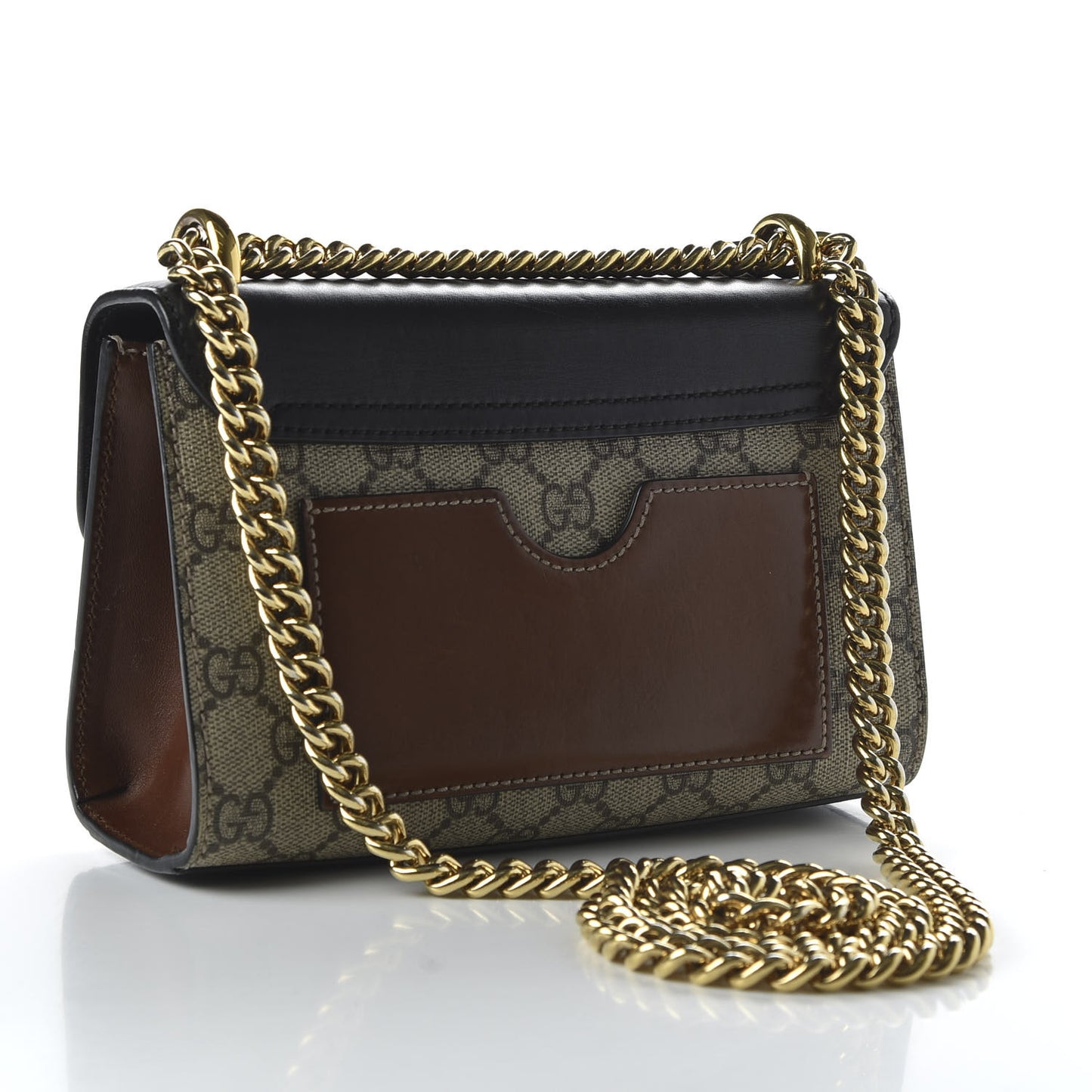 GG Supreme Monogram Calfskin Small Padlock Shoulder Bag Beige Black Cuir