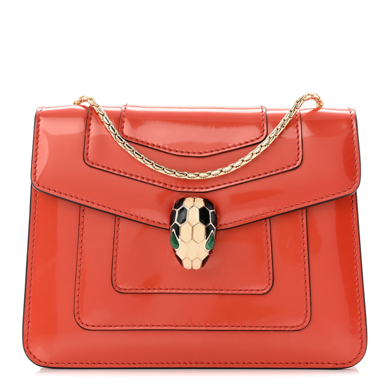 Bulgari Metallic Calfskin Small Serpenti Forever Snake Strap Crossbody Bag Orange 2 of 17