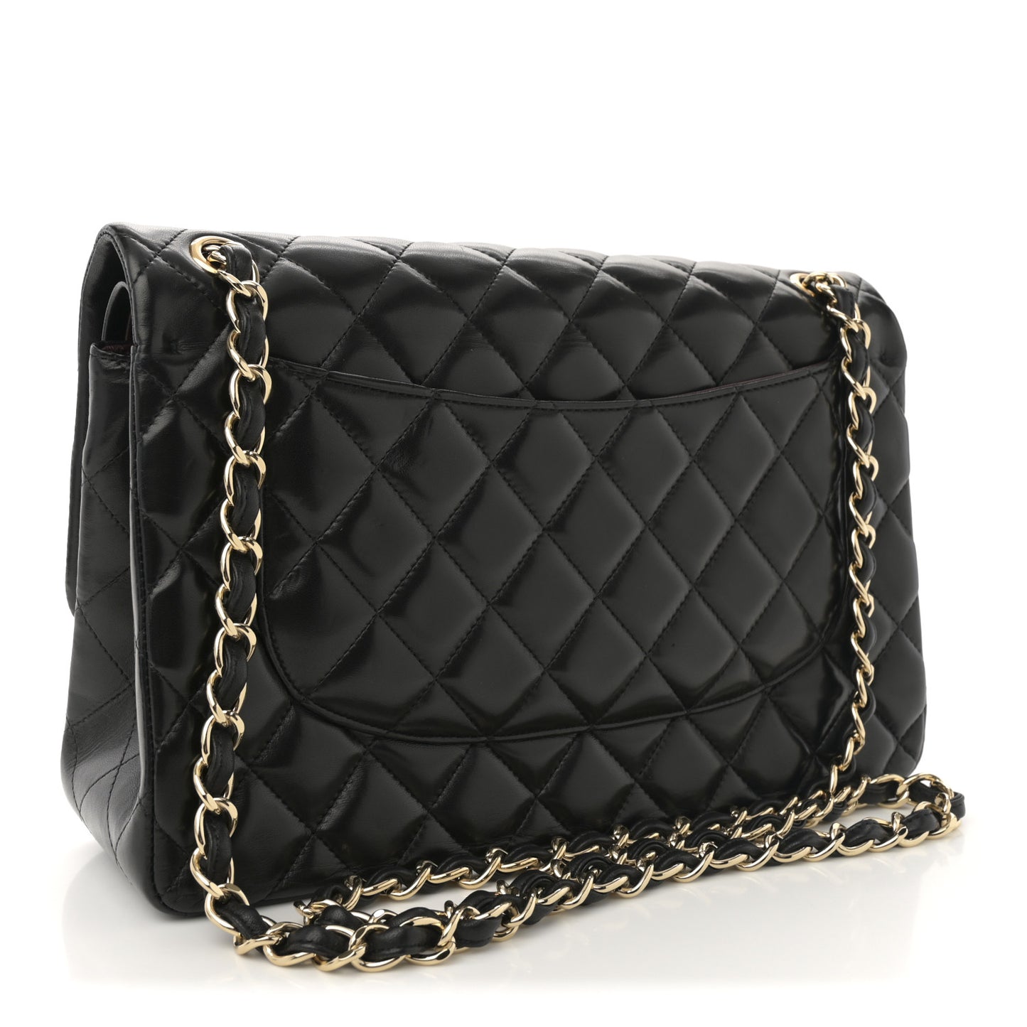 Lambskin Quilted Jumbo Double Flap Black