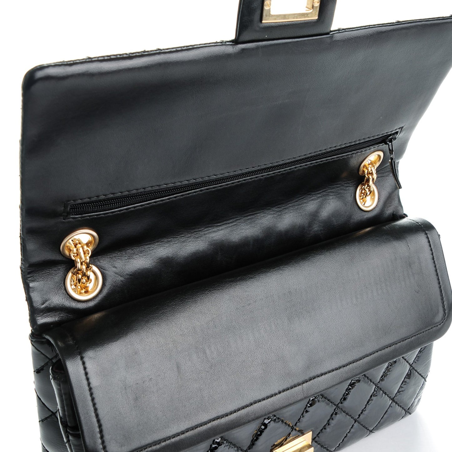 Distressed Patent Quilted 2.55 Reissue 226 Flap Black