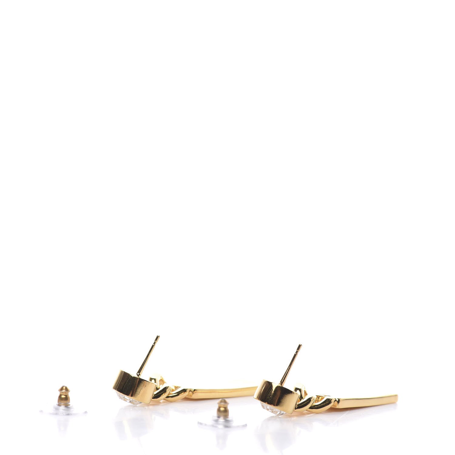 Chanel Crystal Tag Drop Earrings Gold 3 of 5
