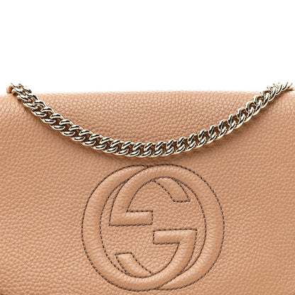 Gucci Pebbled Calfskin Medium Soho Flap Crossbody Camelia 8 of 10