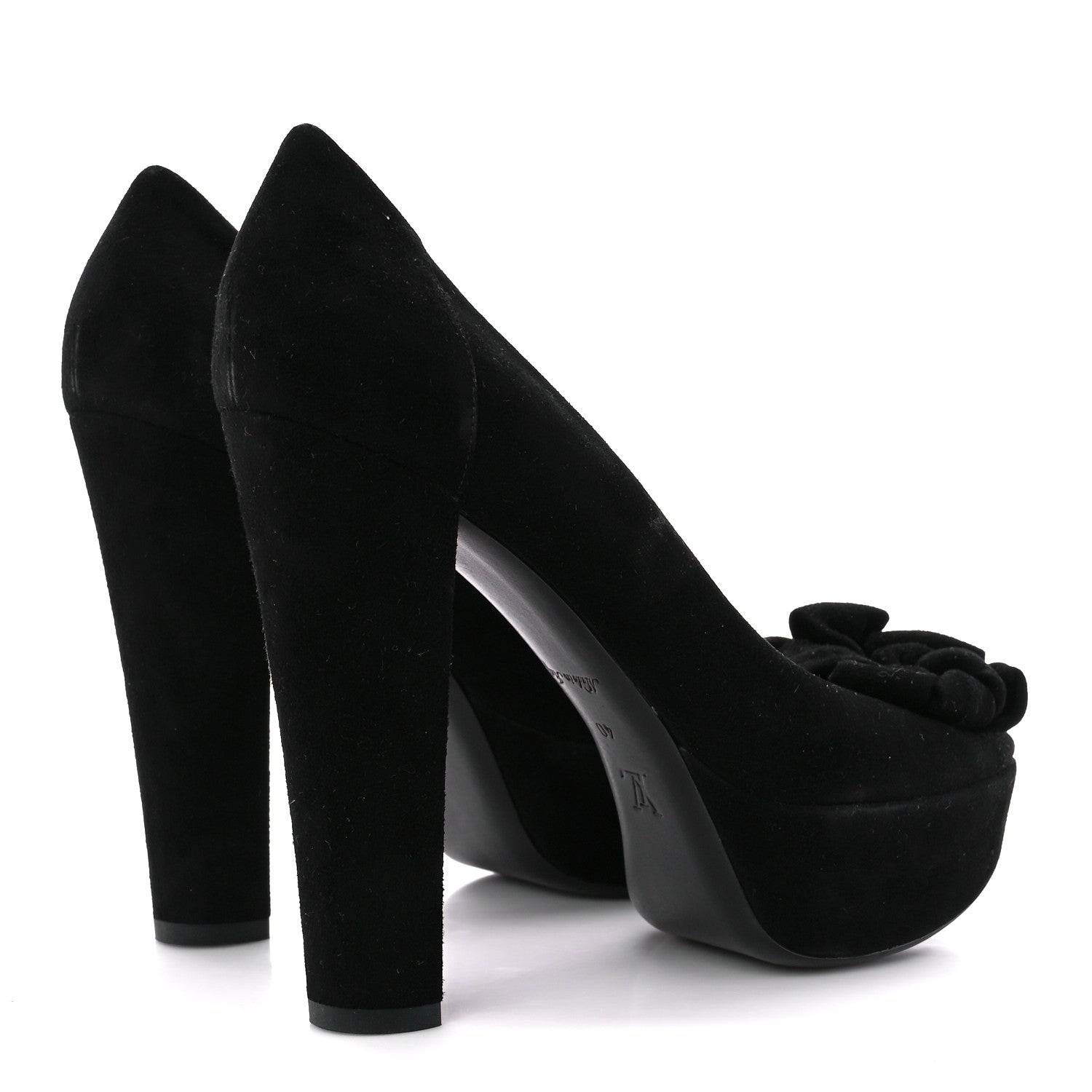 Louis Vuitton Suede Peep Toe Pumps 40 Black 4 of 10