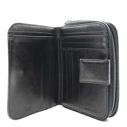 Prada Saffiano Compact Zip Around Wallet Black 7 of 10