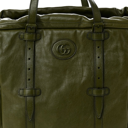 Gucci Piuma Lux Energy Monochrome Double G Drawstring Tote Military Wood 8 of 10