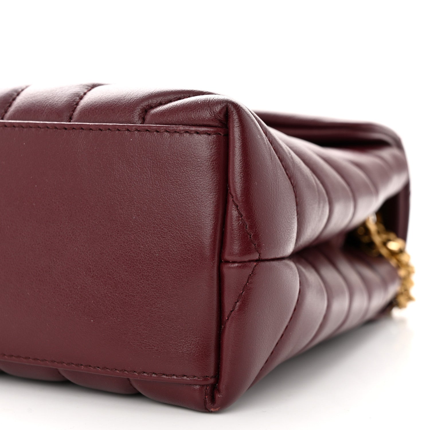 Saint Laurent Calfskin Y Quilted Monogram Small Loulou Chain Satchel Dark Legion Red 10 of 12