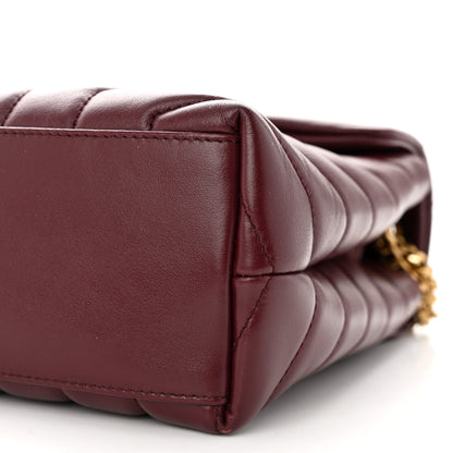 Saint Laurent Calfskin Y Quilted Monogram Small Loulou Chain Satchel Dark Legion Red 10 of 12