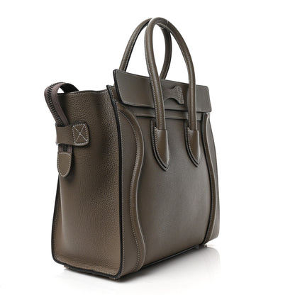 Celine Drummed Calfskin Micro Luggage Souris 3 of 9