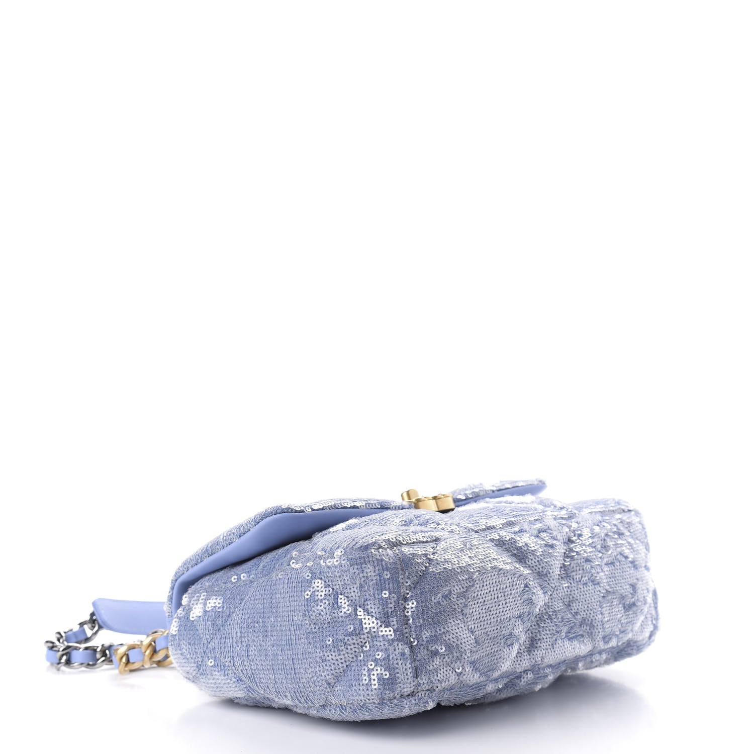 Chanel Sequin Quilted Medium 19 Flap Light Blue 3 of 8