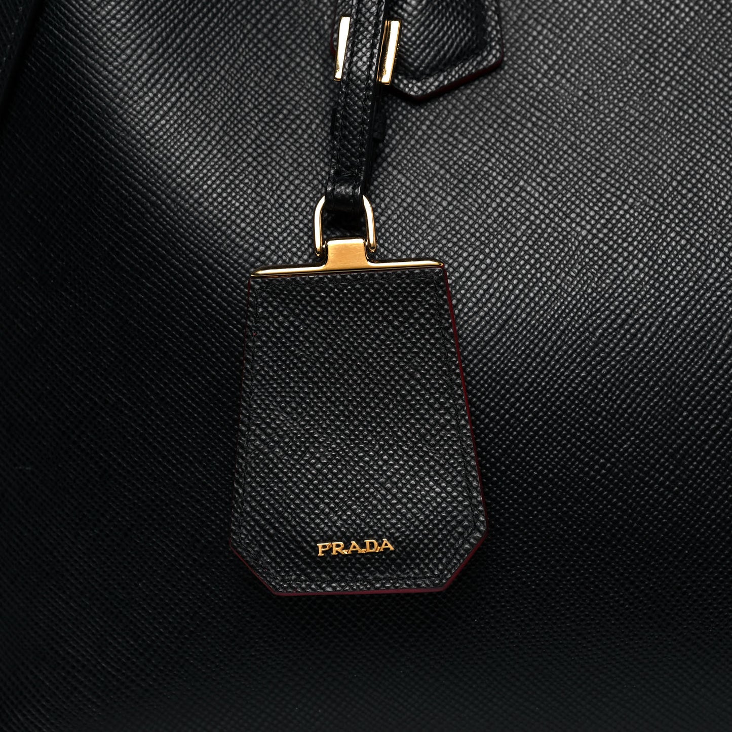 Saffiano Cuir Large Double Bag Black Fuoco