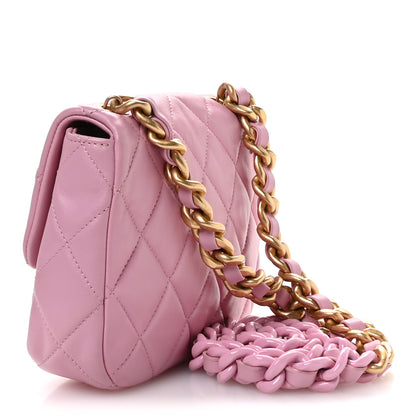 Chanel Lambskin Quilted Mini Lacquered Chain Flap Pink 3 of 10