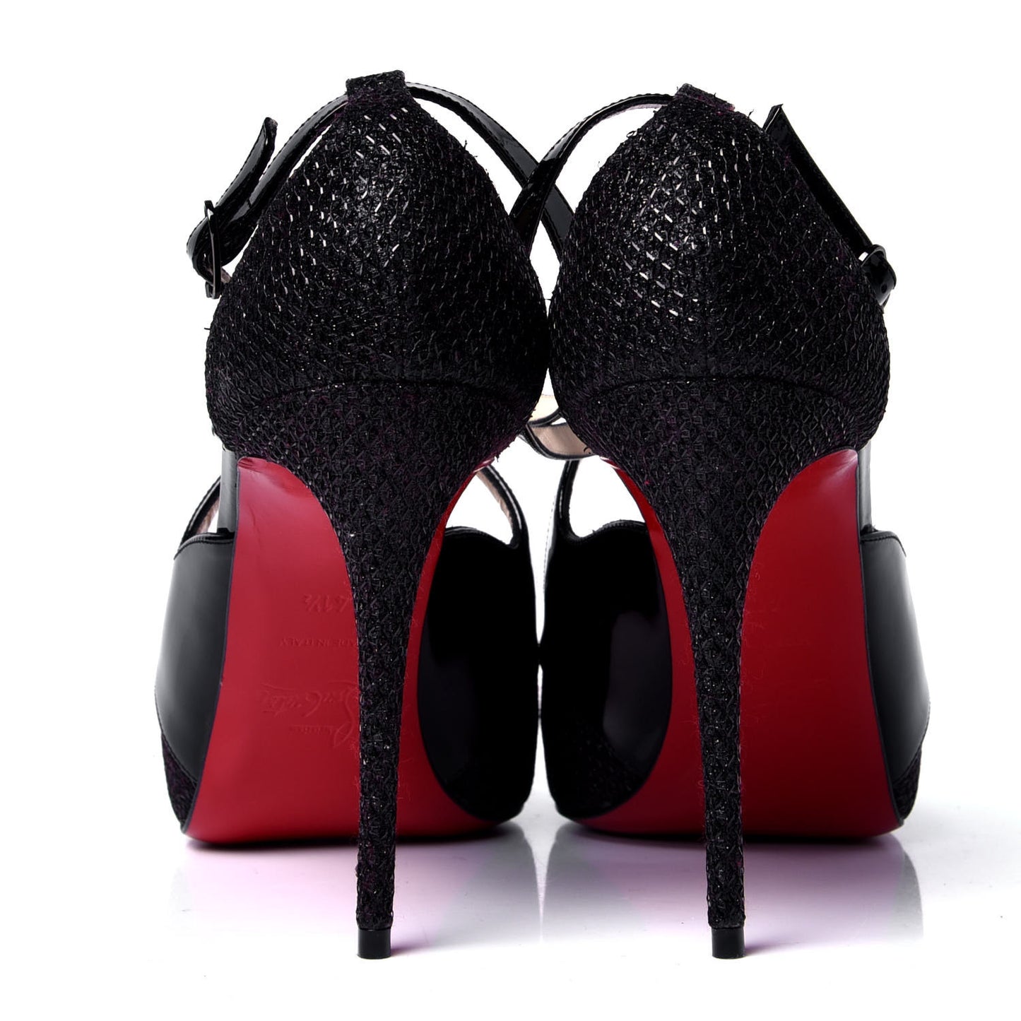 Patent Glitter Mira Bella 120 Sandals 41.5 Black