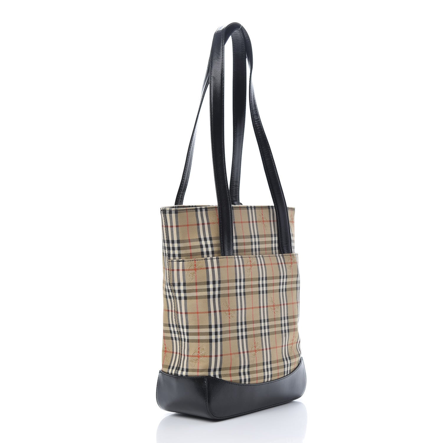 Burberry Grainy Calfskin Haymarket Check Tote Black 3 of 11