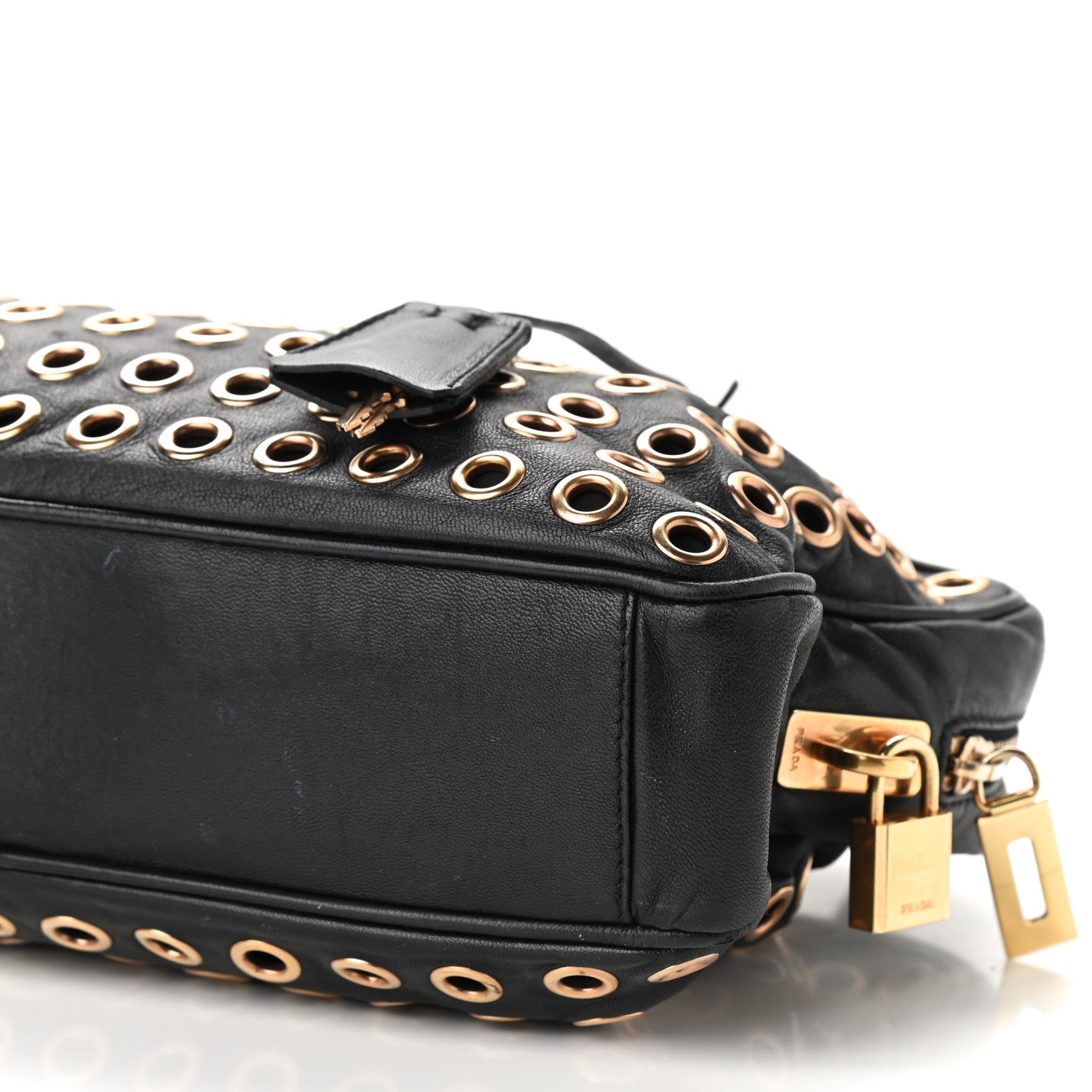 Prada Nappa Metal Grommet Bauletto Black 8 of 9