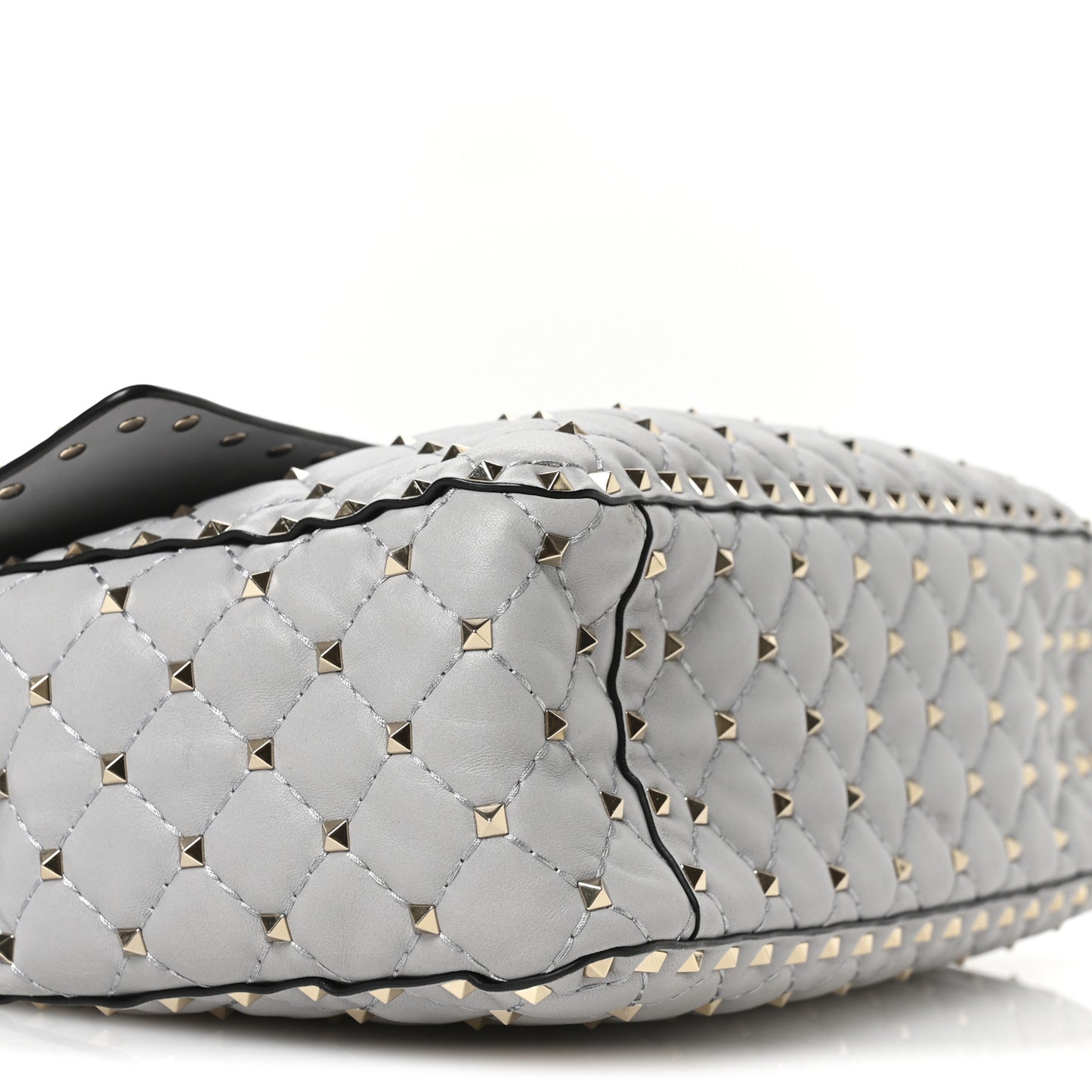 Nappa Large Rockstud Spike Shoulder Bag Pastel Grey