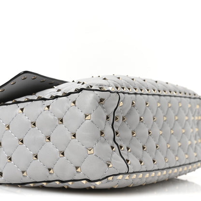 Valentino Garavani Nappa Large Rockstud Spike Shoulder Bag Pastel Grey 9 of 10
