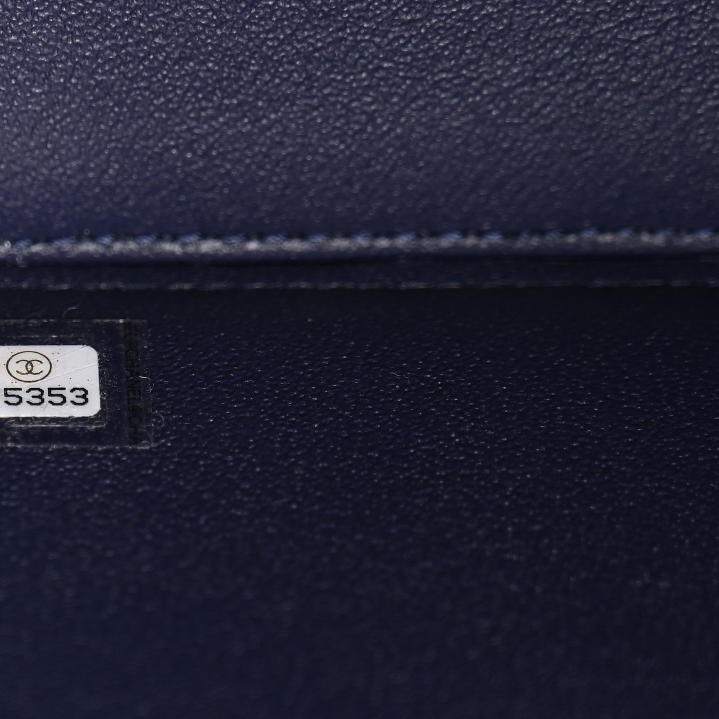 Caviar Quilted Small Top Handle Vanity Case With Chain Navy Blue