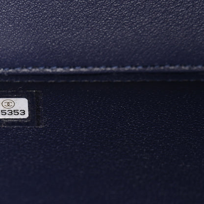 Chanel Caviar Quilted Small Top Handle Vanity Case With Chain Navy Blue 7 of 10