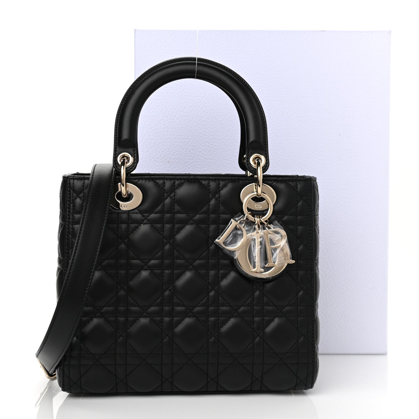 Lambskin Cannage Medium Lady Dior Black