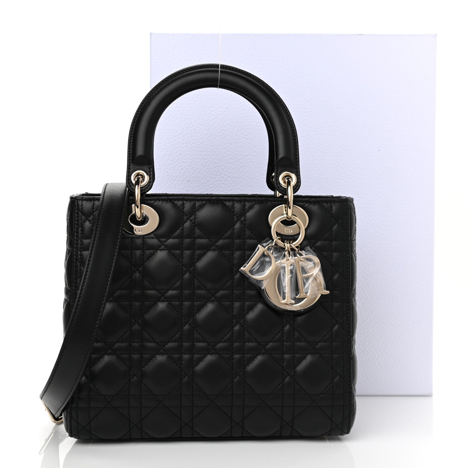 Christian Dior Lambskin Cannage Medium Lady Dior Black 10 of 10