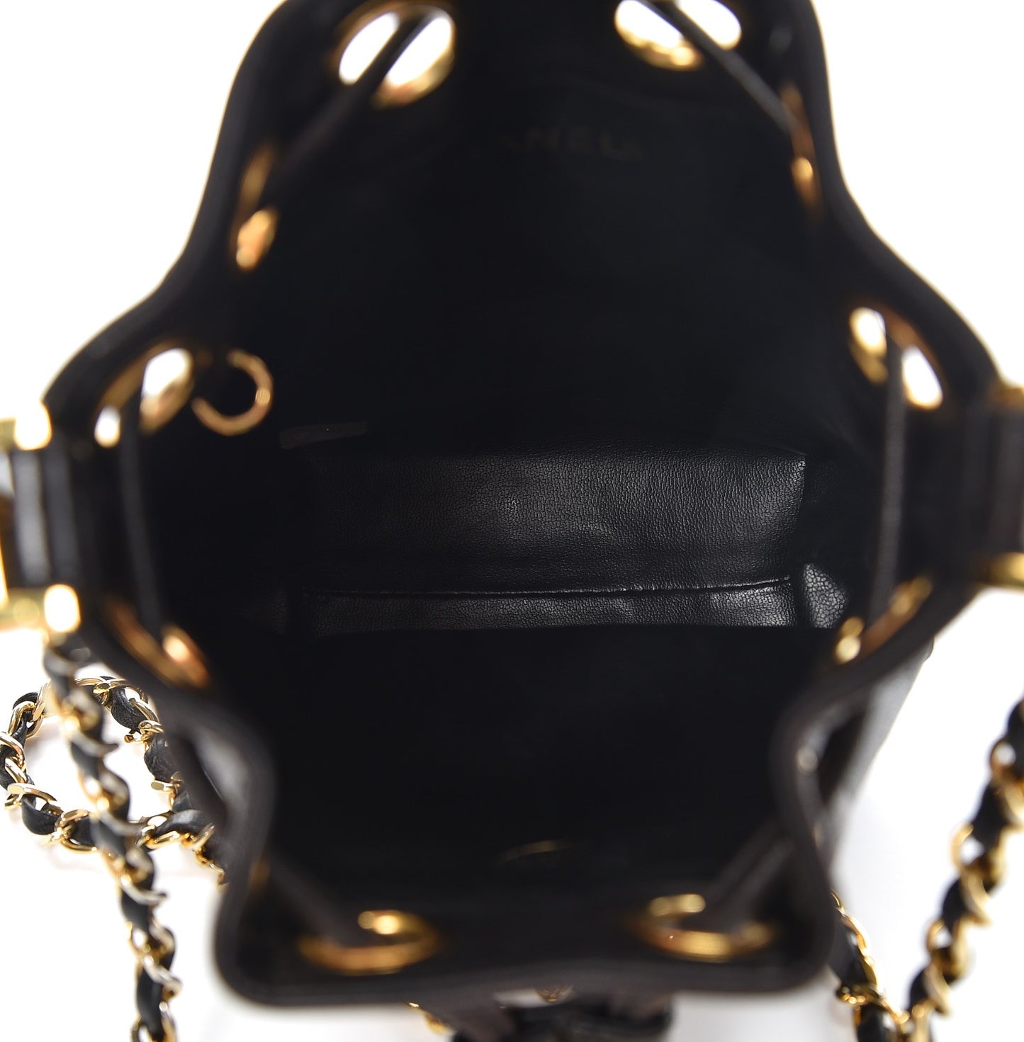Lambskin CC Drawstring Bag Black