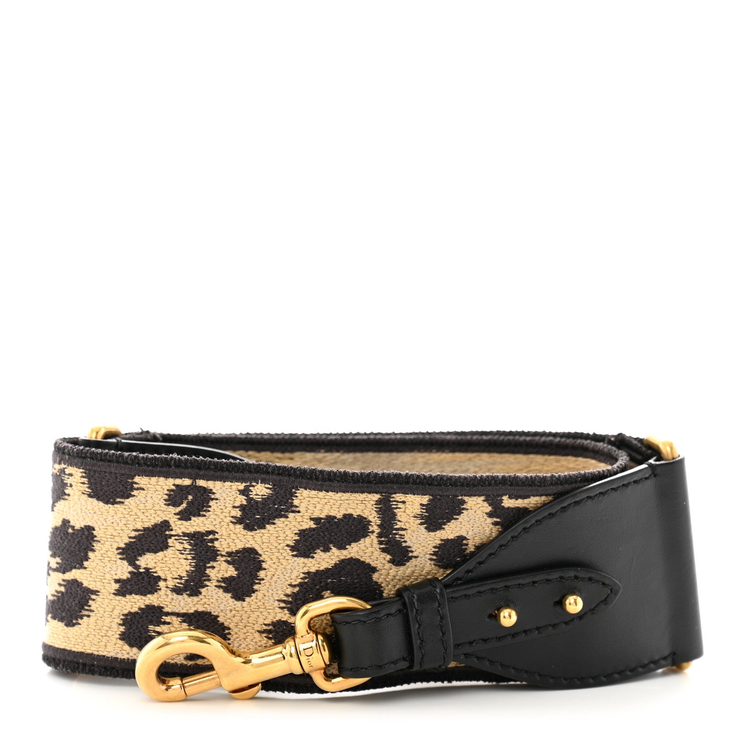 Christian Dior Canvas Mizza Embroidered Leopard Shoulder Strap Beige Black 1 of 7