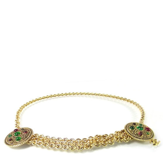 Gripoix Poured Glass Chain Belt Gold