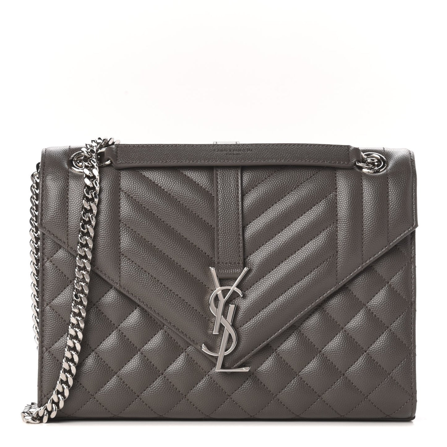 Grain De Poudre Textured Mixed Matelasse Medium Triquilt Monogram Satchel Earth