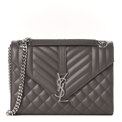 Saint Laurent Grain De Poudre Textured Mixed Matelasse Medium Triquilt Monogram Satchel Earth 1 of 8