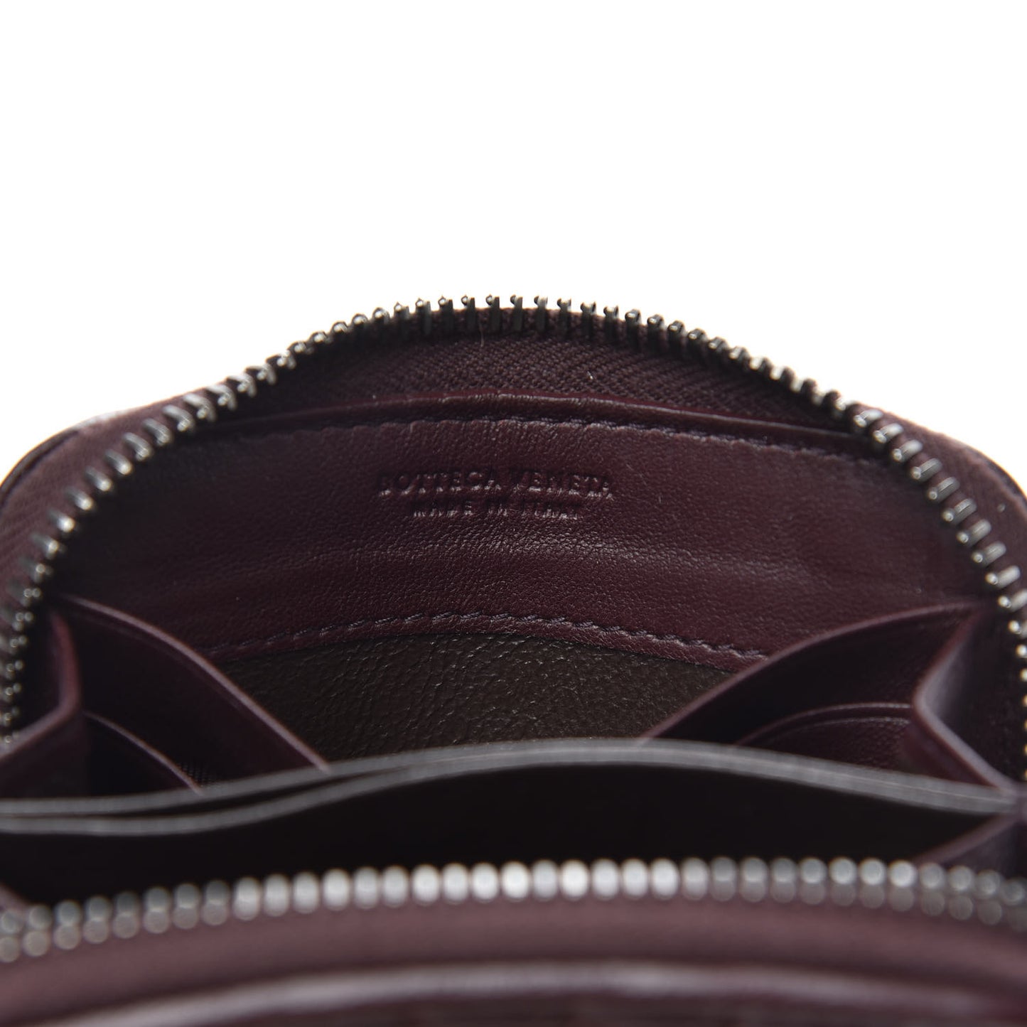 Nappa Intrecciato Zip Around Coin Purse Aubergine